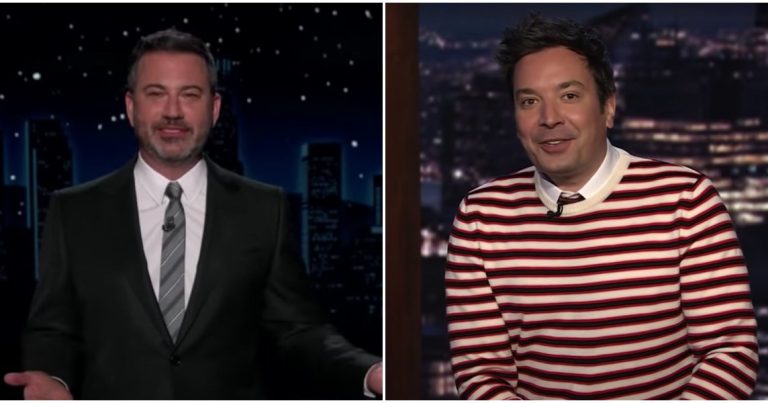 Two men on late-night talk shows.