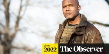 Man in leather jacket outdoors, The Observer logo