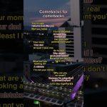 Dark cityscape with humorous text on comebacks.