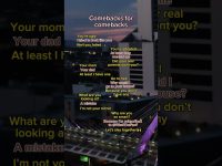 Dark cityscape with humorous text on comebacks.