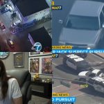 Police chase featuring streaming commentary and news footage.