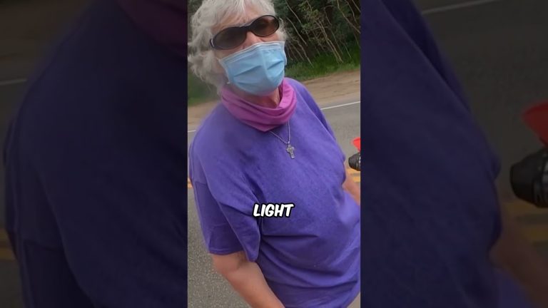 Person in mask and sunglasses on roadside