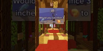 Minecraft interior with a poll question overlay.