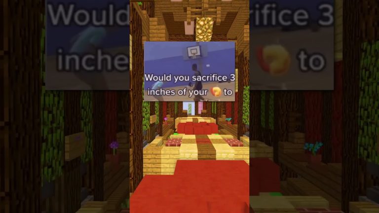 Minecraft interior with a poll question overlay.