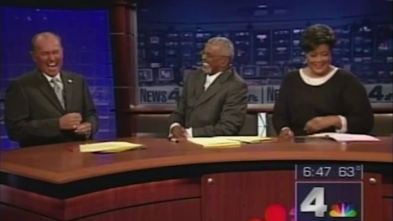 News anchors laughing on-air at desk