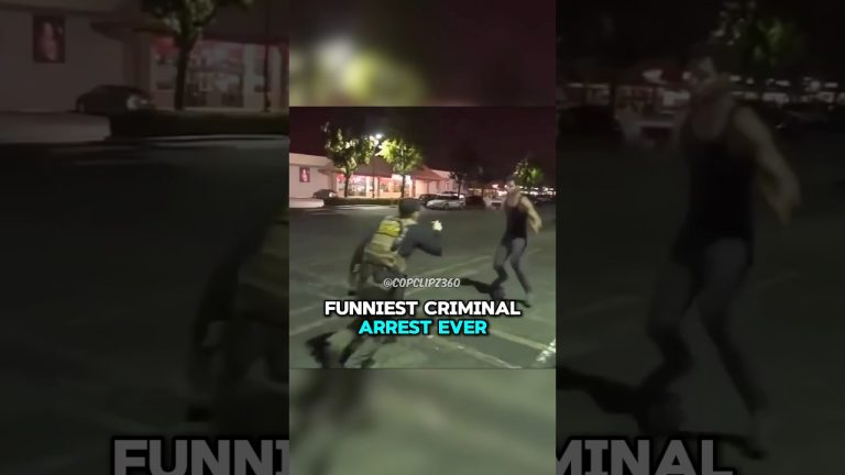 Officer chasing suspect in funny arrest scene.