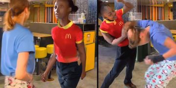 Fast food restaurant worker confrontation scene