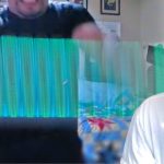 Surprised reaction to glitch effect in video