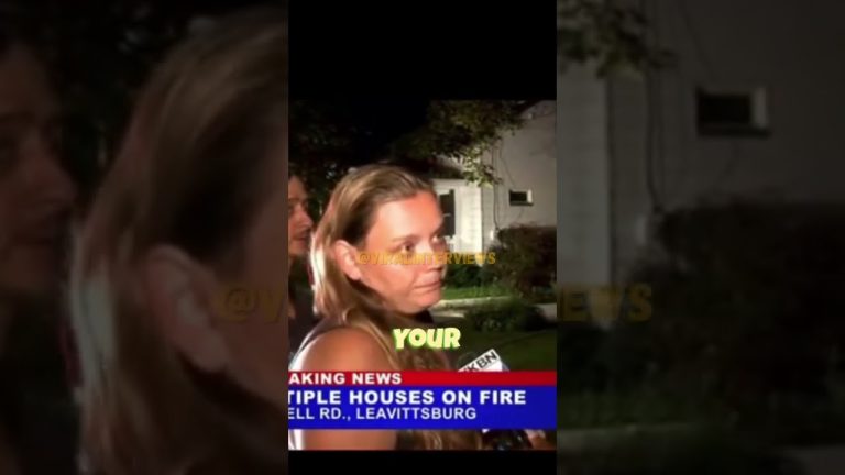 Breaking news: multiple houses on fire, woman interviewed.