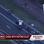 Police chase motorcyclist in Sacramento County.