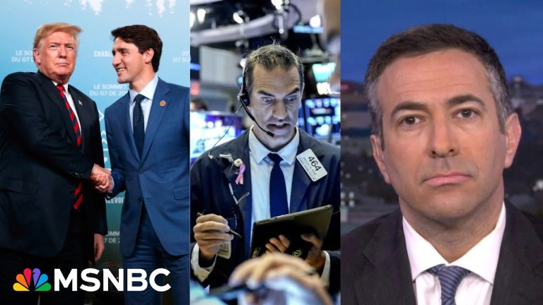 News montage: leaders, stock exchange, commentator on MSNBC.