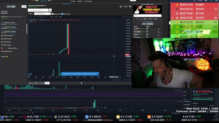 Man streaming cryptocurrency trading session