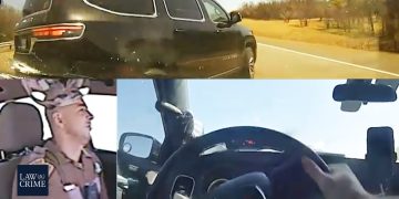 Police chase scene with dashboard and interior views.