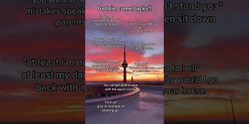 Witty comeback phrases against sunset tower background.