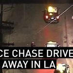 Police chase scene at night in Los Angeles.