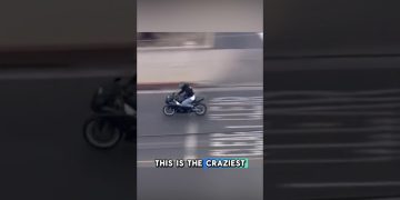 Motorcyclist speeding on urban road