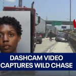 Dashcam video shows police chasing suspect on highway.