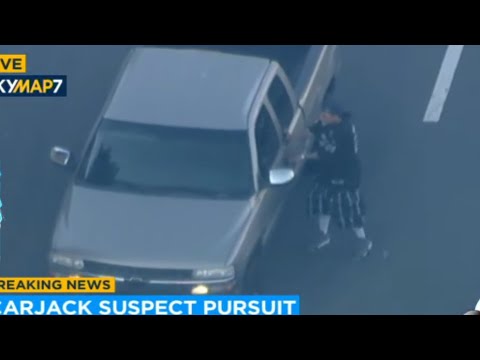 Carjacking suspect pursued by police in Los Angeles.