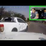 Dashcam captures car collision on a road.