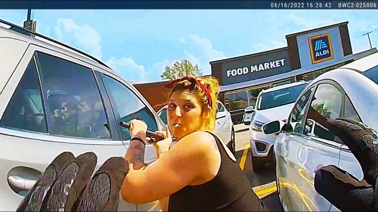 Woman caught outside supermarket parking lot