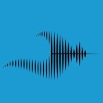 Black sound wave on blue background