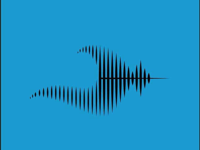 Black sound wave on blue background