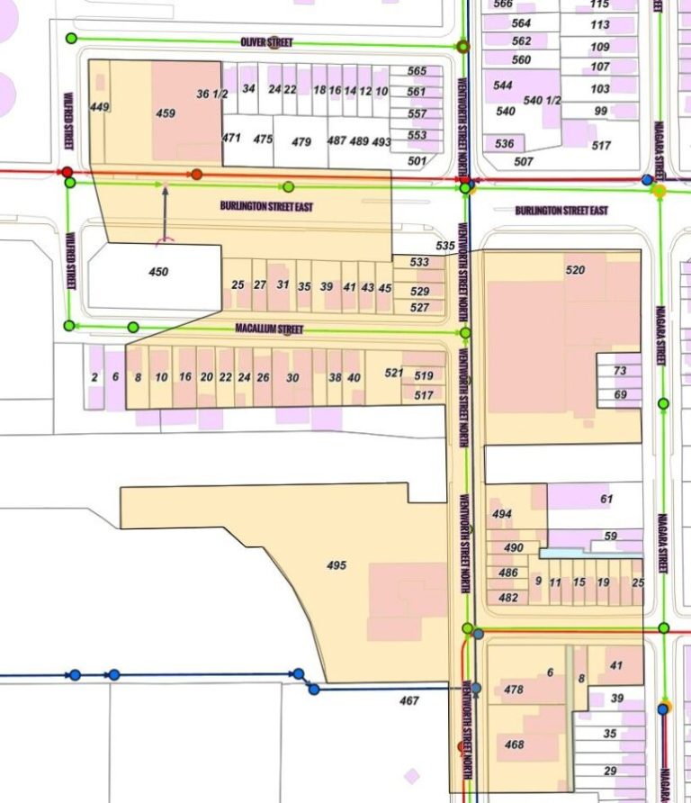 Detailed street map with property boundaries and numbers.