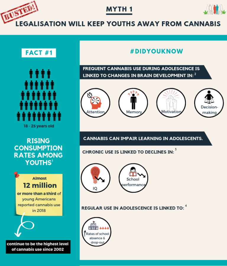 Infographic on cannabis effects on youth brain development.