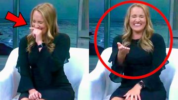 Woman laughing on TV show