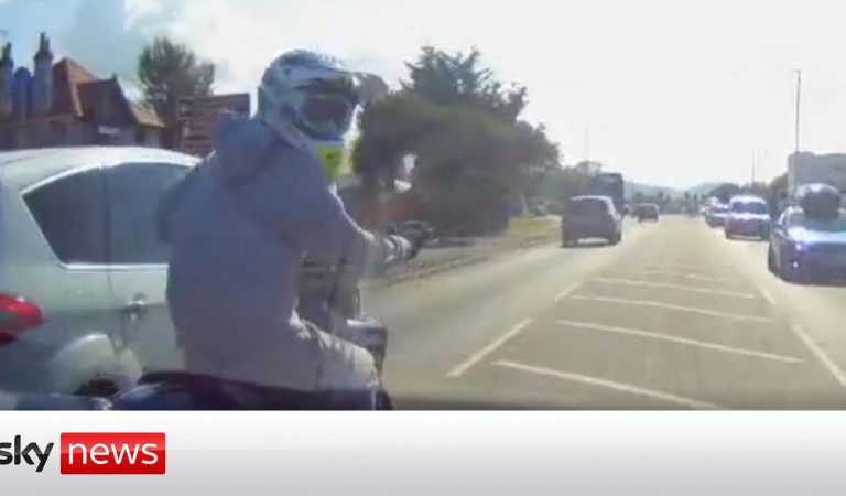 Road rage driver knocks motorcyclist off bike after 50mph chase