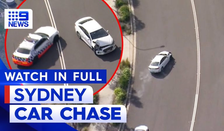 WATCH High speed car chase across Sydney ends in violent crash | 9 News Australia