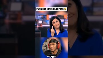 News blooper with hosts reacting humorously.