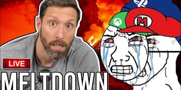 Live meltdown with gamer meme background.