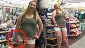 Woman shopping in store wearing casual outfit.