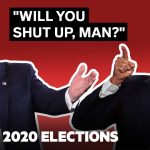 Presidential debate with animated discussion, 2020 elections.