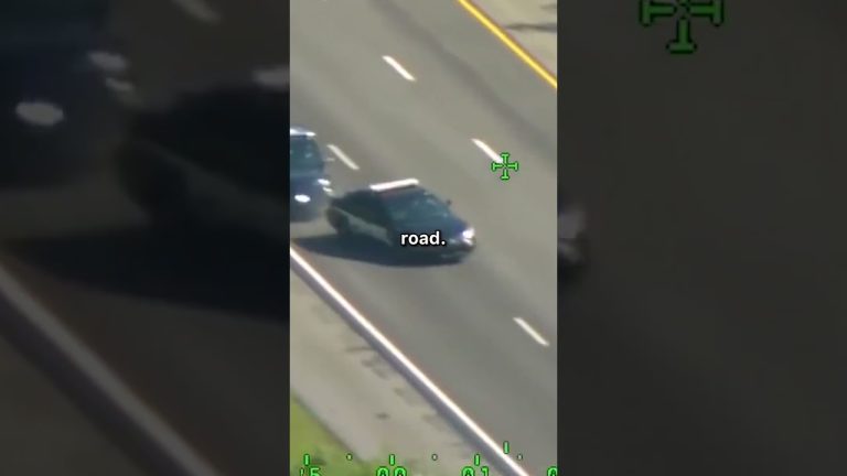 Aerial view of police car on highway