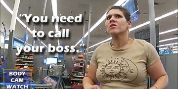 Woman in store saying 'Call your boss'