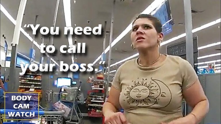 Woman in store saying 'Call your boss'