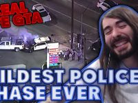 Wild police chase scene and smiling man