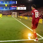 Soccer player preparing corner kick during match.