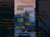 Baddie comebacks text overlay on bridge background.