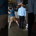 Fast food restaurant confrontation between two men.