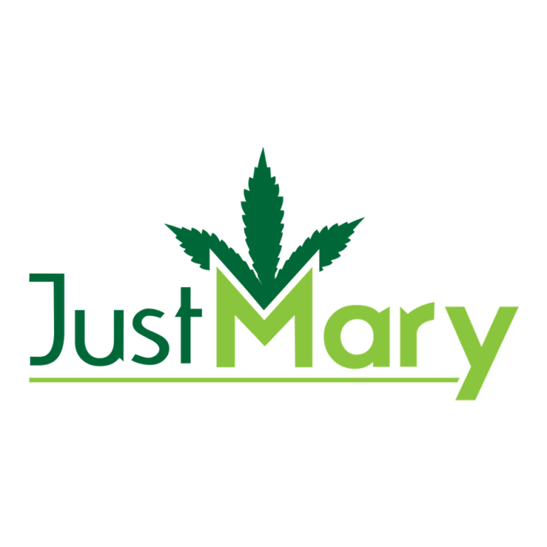 JustMary logo with cannabis leaf design