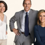 Three people smiling in professional attire