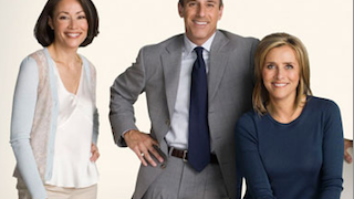 Three people smiling in professional attire