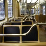 Empty urban train interior with seating