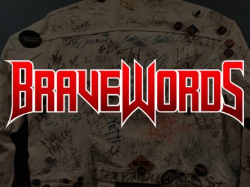 BraveWords logo on signed jacket background.